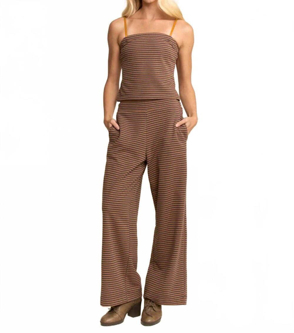NEW DAVI & DANI striped knit cami & wide-leg pants set in black/white